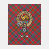 Clan Sinclair Wappen über Red Tartan Fleecedecke (Vorderseite)