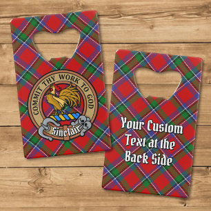 Clan Sinclair Wappen über Red Tartan Geldbeutel Flaschenöffner