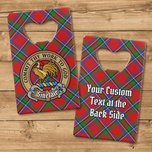 Clan Sinclair Wappen über Red Tartan Geldbeutel Flaschenöffner