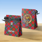 Clan Sinclair Wappen über Red Tartan Geschenkschachtel