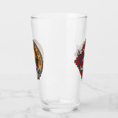 Clan Sinclair Wappen über Red Tartan Glas (Links)
