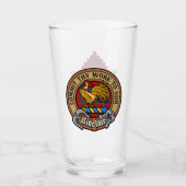 Clan Sinclair Wappen über Red Tartan Glas (Vorderseite)