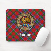 Clan Sinclair Wappen über Red Tartan Mousepad (Mit Mouse)