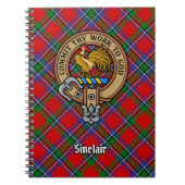Clan Sinclair Wappen über Red Tartan Notizblock (Vorderseite)