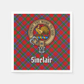 Clan Sinclair Wappen über Red Tartan Serviette (Vorderseite)