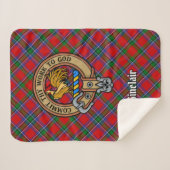 Clan Sinclair Wappen über Red Tartan Sherpadecke (Vorderseite (Horizontal))
