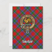 Clan Sinclair Wappen über Tartan Einladung (Rückseite)