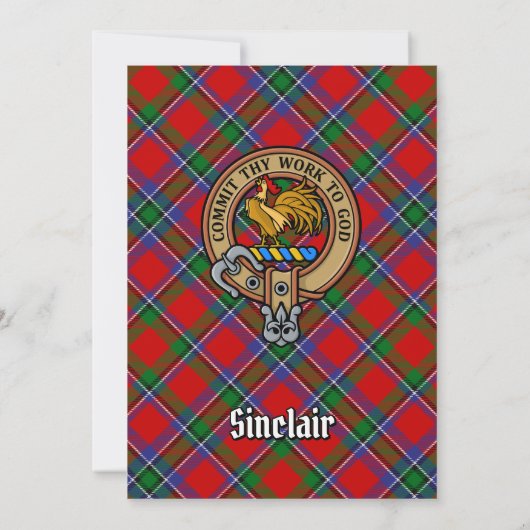 Clan Sinclair Wappen über Tartan Einladung (Rückseite)