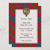 Clan Sinclair Wappen über Tartan Einladung (Vorne/Hinten)