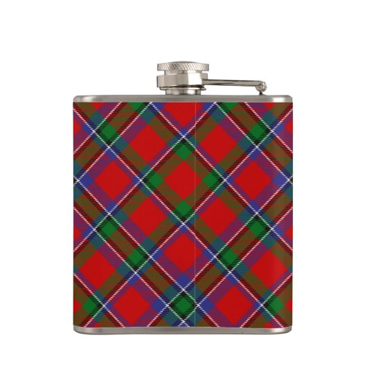 Clan Sinclair Wappen über Tartan Flachmann (Rückseite)