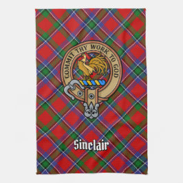 Clan Sinclair Wappen über Tartan Geschirrtuch