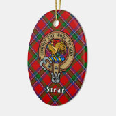 Clan Sinclair Wappen über Tartan Keramik Ornament (Links)