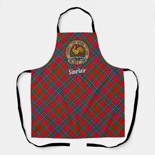 Clan Sinclair Wappen über Tartan Schürze (Vorderseite)