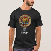 Clan Sinclair Wappen über Tartan T-Shirt (Vorderseite)