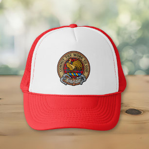 Clan Sinclair Wappen über Tartan Truckerkappe