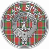 Clan Spens Wappen & Tartan Aufkleber (Vorderseite)