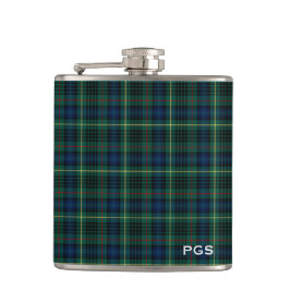 Clan Stewart Green Hunting Tartan Monogram Flachmann