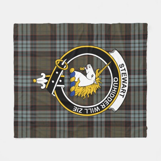Clan Stewart Old Weathered (of Appin) Tartan Karie Fleecedecke (Vorderseite (Horizontal))