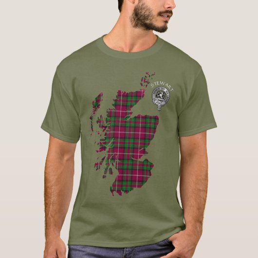 Clan Stewart | Stuart of Bute Map & Wappen T-Shirt (Vorderseite)