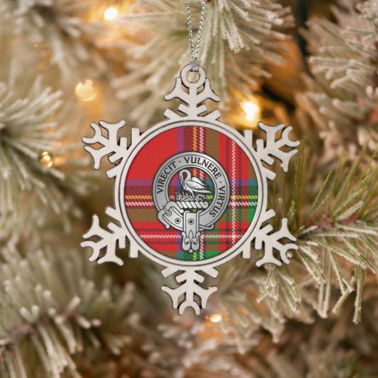 Clan Stewart | Stuart Wappen & Tartan Schneeflocken Zinn-Ornament (Baum)