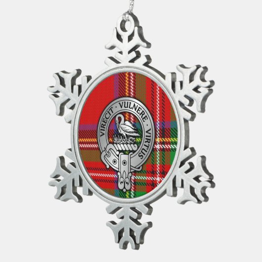 Clan Stewart | Stuart Wappen & Tartan Schneeflocken Zinn-Ornament (Rechts)