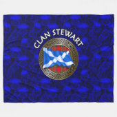 Clan Stewart Tartan Knot & Flag Fleecedecke (Vorderseite (Horizontal))