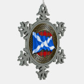 Clan Stewart Tartan Knot & Flag Schneeflocken Zinn-Ornament (Links)