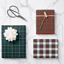 Clan Stewart Tartan Red, Green und White Kariert Geschenkpapier Set