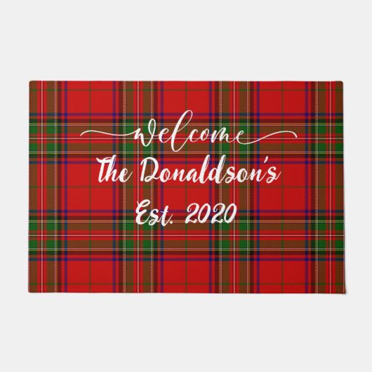 Clan Stewart Tartan Welcome Zuhause anpassen Fußmatte (Vorderseite)