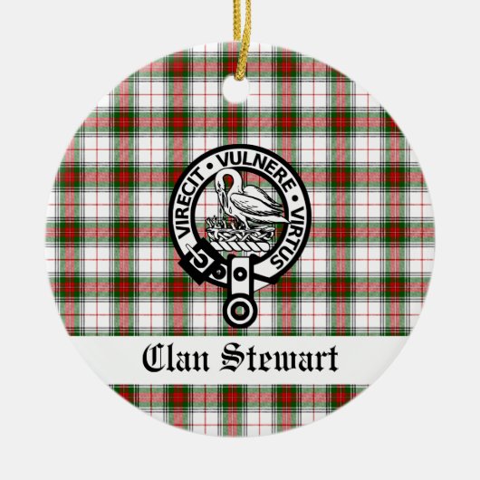 Clan Stewart Wappen & Tartan individuell anpassbar Keramik Ornament (Vorne)
