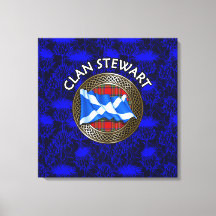 Clan Stewart Wappen & Tartan Knot on Thistle