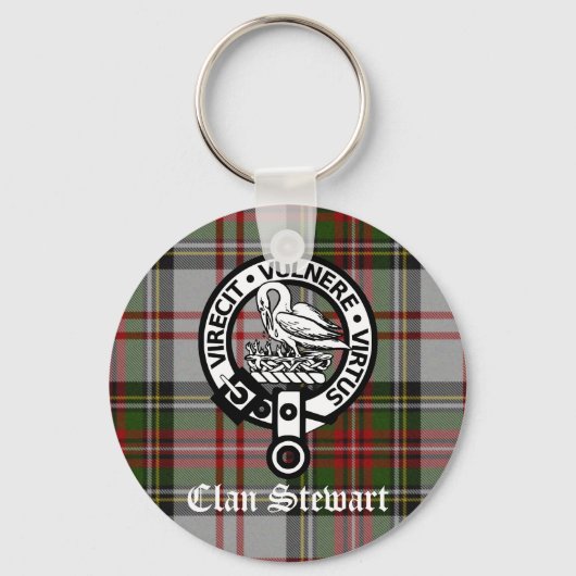 Clan Stewart Wappen & Tartan Schlüsselanhänger (Vorderseite)