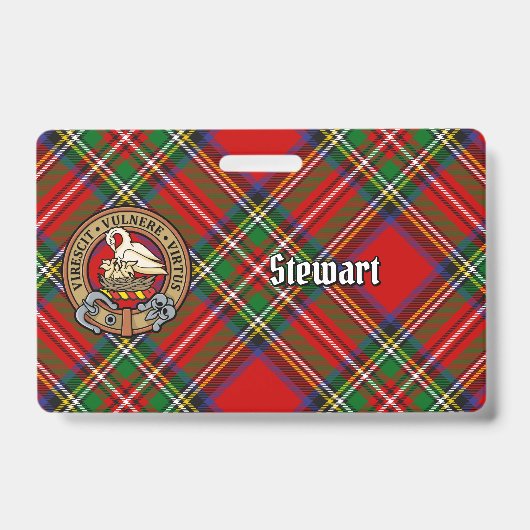 Clan Stewart Wappen über Royal Tartan Ausweis (Vorderseite)