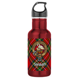 Clan Stewart-Wappen über Royal Tartan Edelstahlflasche