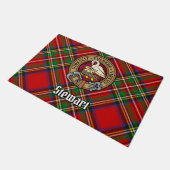 Clan Stewart Wappen über Royal Tartan Fußmatte (Schrägansicht)