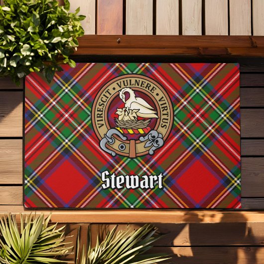 Clan Stewart Wappen über Royal Tartan Fußmatte