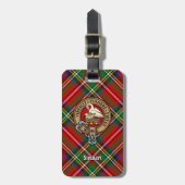 Clan Stewart Wappen über Royal Tartan Gepäckanhänger (Vorderseite vertikal)