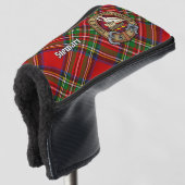 Clan Stewart Wappen über Royal Tartan Golf Headcover (3/4 Vorderseite)