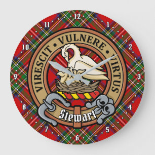 Clan Stewart Wappen über Royal Tartan Große Wanduhr