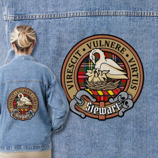 Clan Stewart Wappen über Royal Tartan Jeansjacke