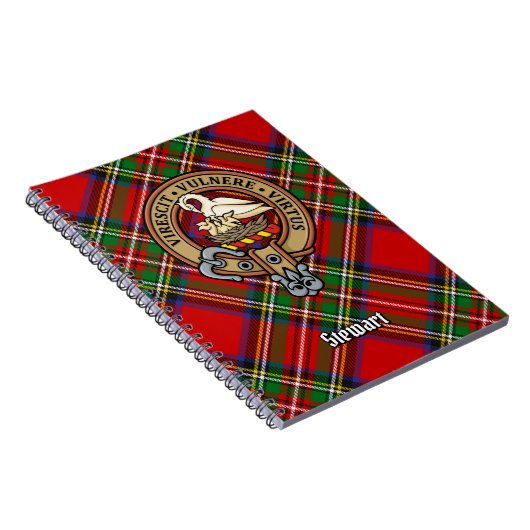 Clan Stewart Wappen über Royal Tartan Notizblock (Rechte Seite)