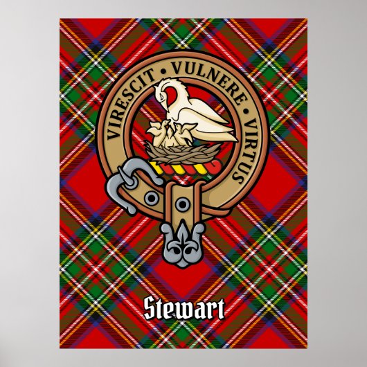 Clan Stewart Wappen über Royal Tartan Poster (Vorne)