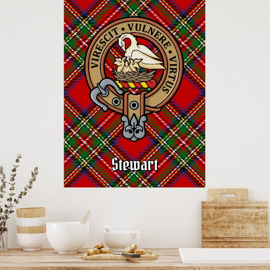 Clan Stewart Wappen über Royal Tartan Poster (Küche)