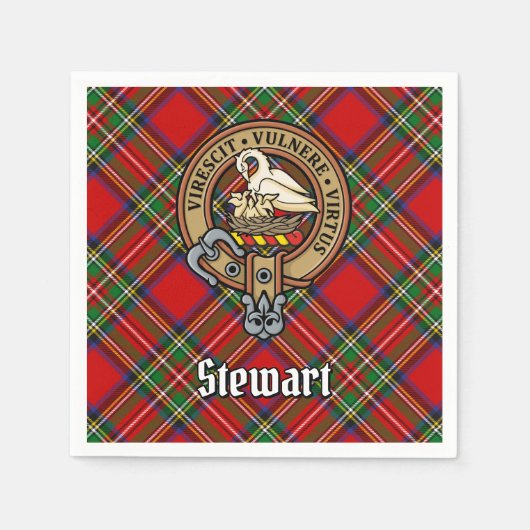 Clan Stewart Wappen über Royal Tartan Serviette (Vorderseite)