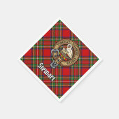 Clan Stewart Wappen über Royal Tartan Serviette (Ecke)