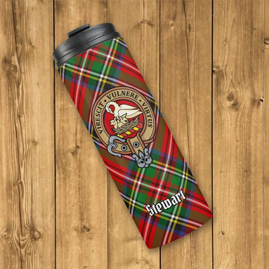 Clan Stewart Wappen über Royal Tartan Thermosbecher