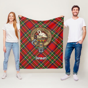 Clan Stewart Wappen über Tartan Fleecedecke