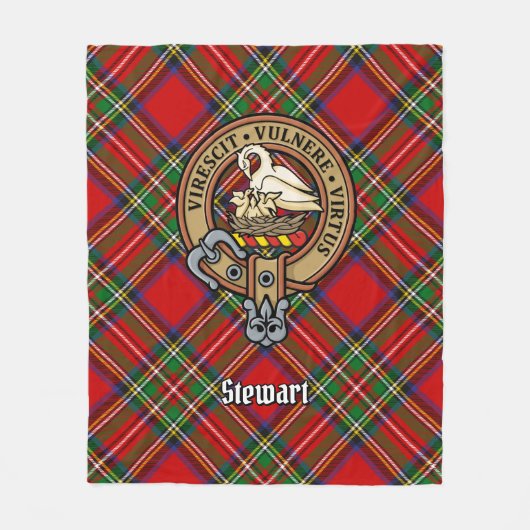 Clan Stewart Wappen über Tartan Fleecedecke (Vorderseite)