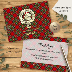 Clan Stewart-Wappen über Tartan Folie Einladungspostkarte