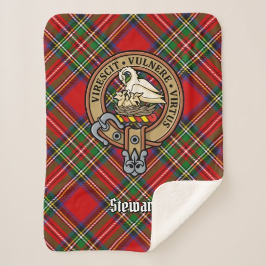 Clan Stewart Wappen über Tartan Sherpadecke (Vorderseite)